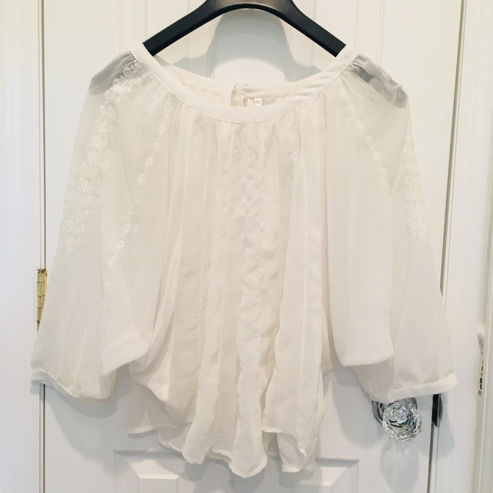 Lauren Conrad sheer blouse w bow size S bohemian
